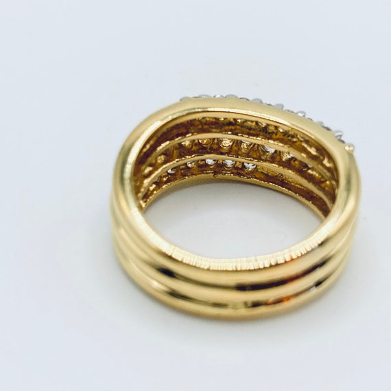 Size 7 Rhinestone Wave Ring - golden rhinestone r… - image 9