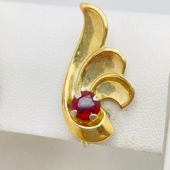 Sterling Silver and Ruby Art Nouveau Style Earrin… - image 5