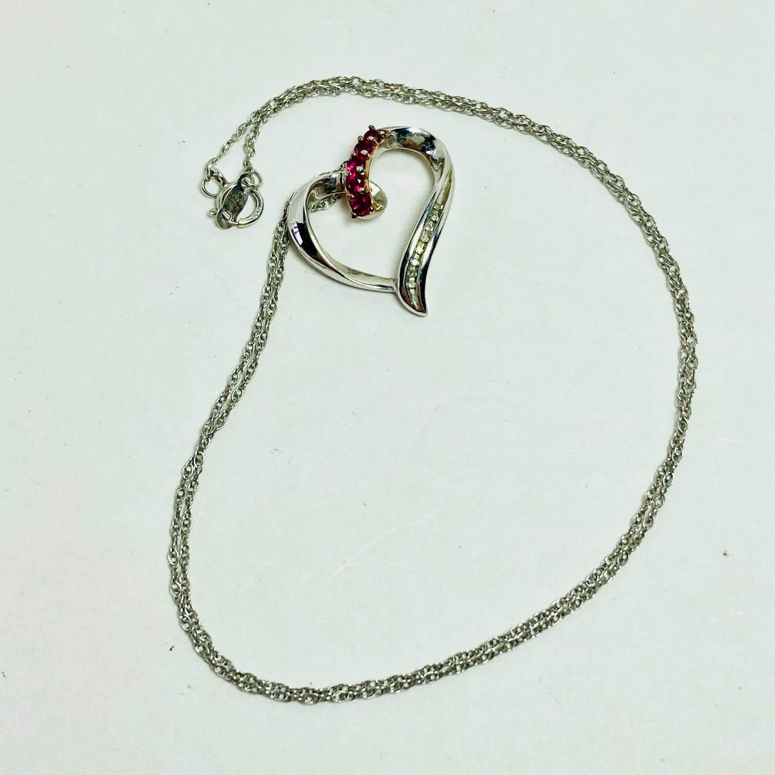 Ruby Heart Pendant 925 Sterling Silver Heart Pendant 18 Etsy