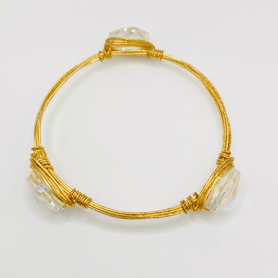Crystal Bangle Bracelet - wire wrapped crystal br… - image 9