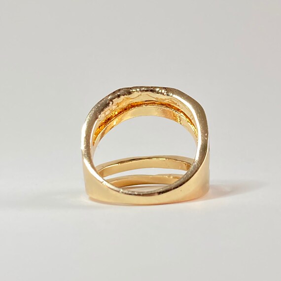 Size 6.5 Gold Tone Split Statement Ring - image 4