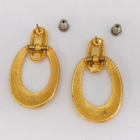 Oval Doorknocker Earrings - Shiny Gold Tone Earri… - image 9