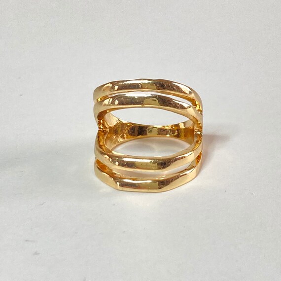 Size 6.5 Gold Tone Split Statement Ring - image 8