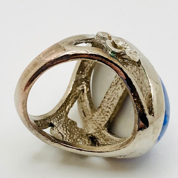 Large Blue Oval Statement Ring - size 7 - image 10