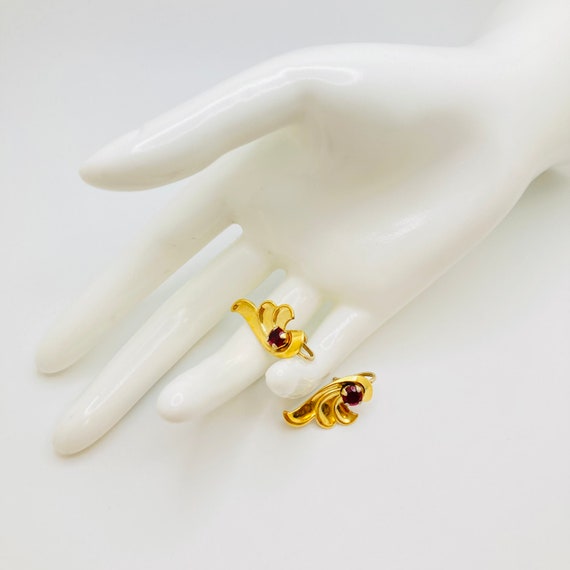 Sterling Silver and Ruby Art Nouveau Style Earrin… - image 6