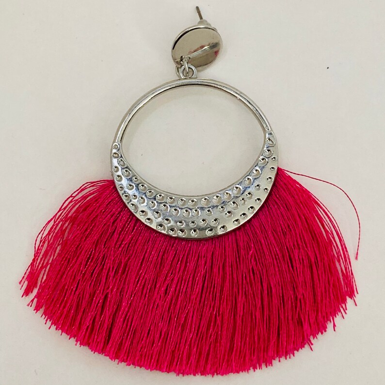 Pink Fringe Earrings