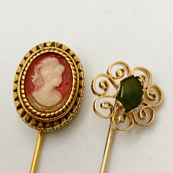 Your Choice ! Vintage Stick Pin - Napoleon Coin - Butterfly - Flapper - Cameo - Jade