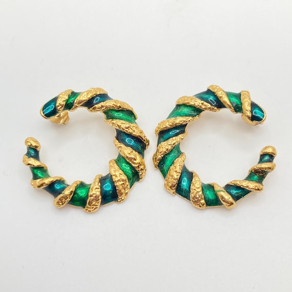 AVON Green Enamel Hoops