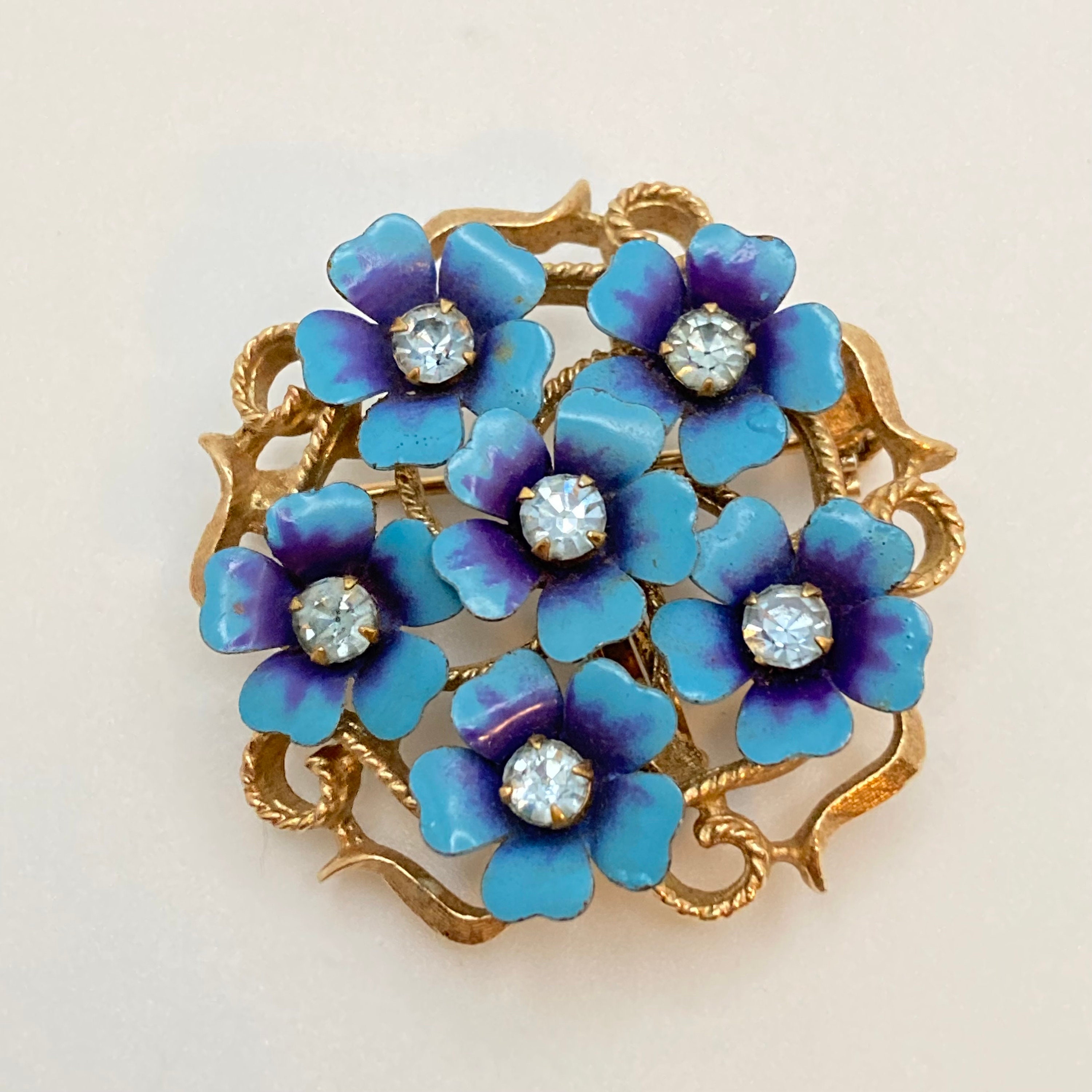あ*ん様 Rosenholm Tütenvase 10cm ピーチ 1972 AVON Love Blossoms Convertible Necklace/ Pin - Blue Flower
