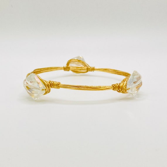 Crystal Bangle Bracelet - wire wrapped crystal br… - image 2