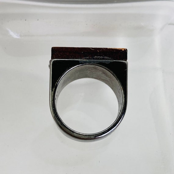 Wooden Rectangle statement ring - Size 7 ring - C… - image 9