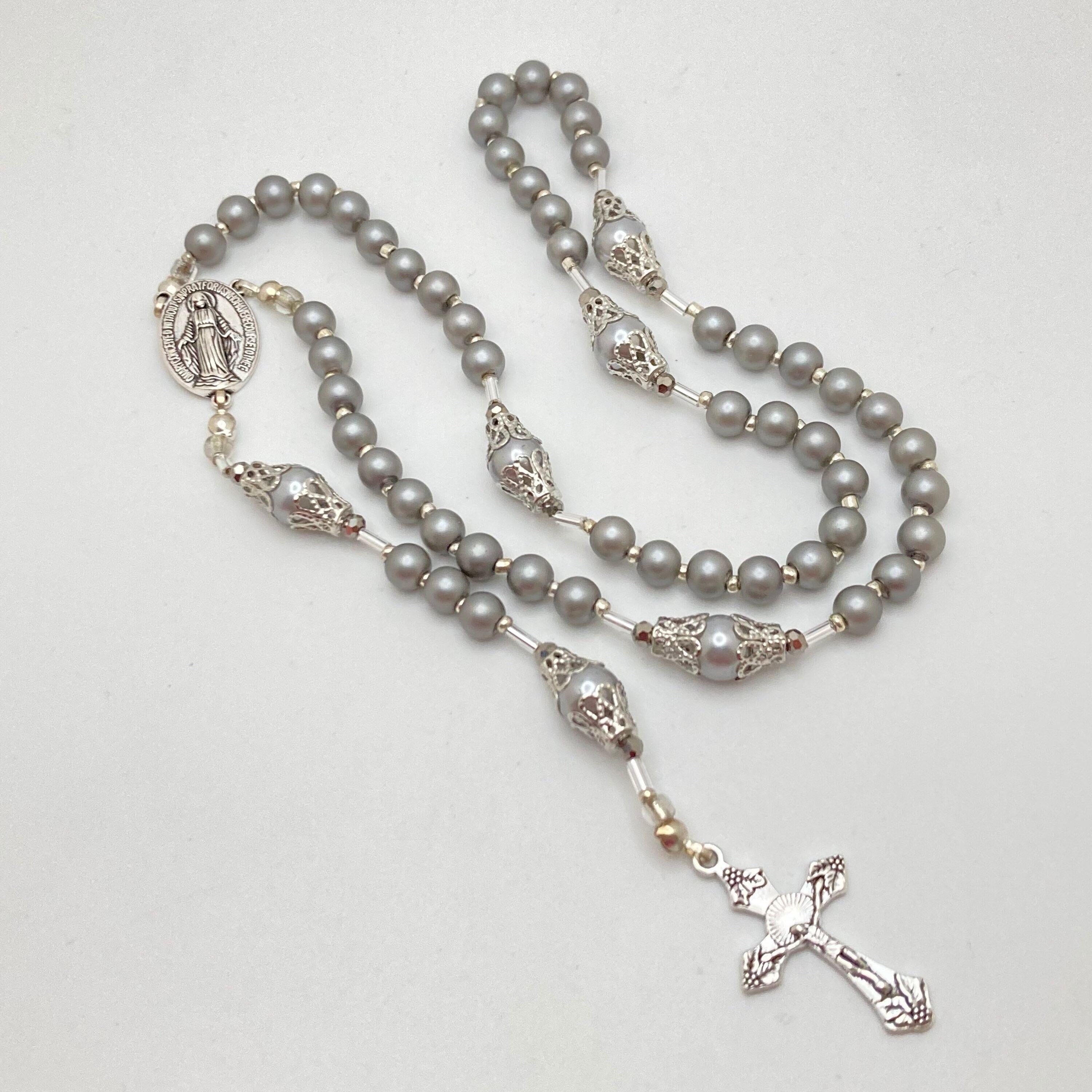 Gray Glass Rosary - Catholic - Religious - Etsy Gray Glass Rosary - Catholic - Religious - Etsy