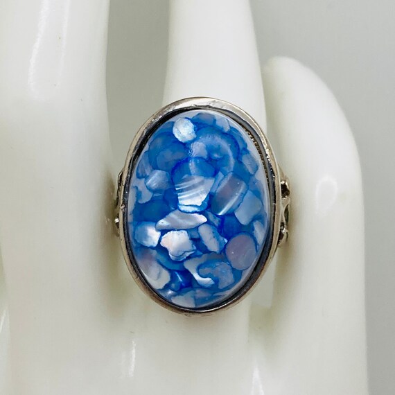 Large Blue Oval Statement Ring - size 7 - image 4