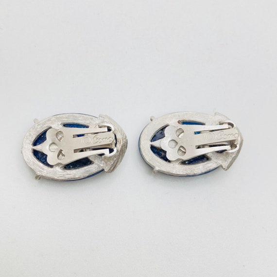 CORO Oval Navy Blue Clip on Earrings - image 8