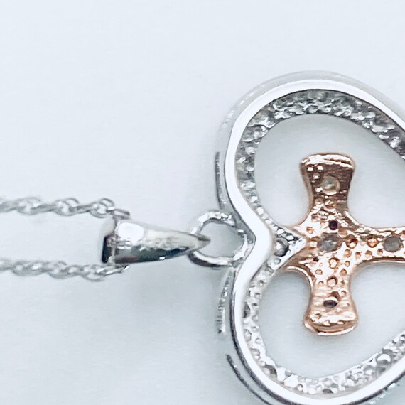 925 Sterling Silver Heart and Cross Pendant - dia… - image 9