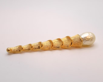Kramer Faux Pearl Bar Brooch
