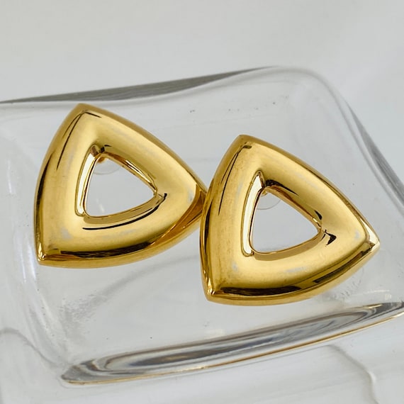 1990s MONET Golden Triangle Earrings - Monet Pier… - image 1