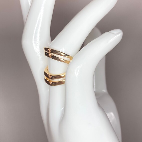 Size 6.5 Gold Tone Split Statement Ring - image 7
