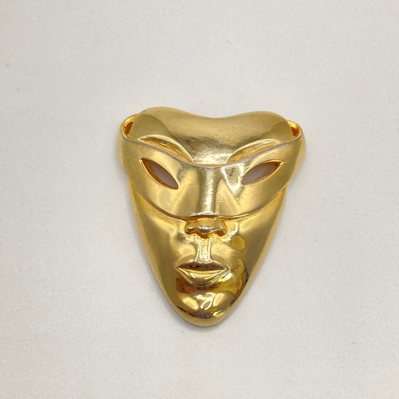 Masquerade Mask Brooch - Golden Masquerade Pin - image 3