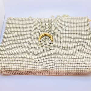 Beige mesh bag - Mesh handbag - Metal Mesh Clutch