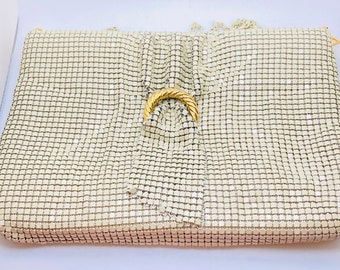 Beige mesh bag - Mesh handbag - Metal Mesh Clutch