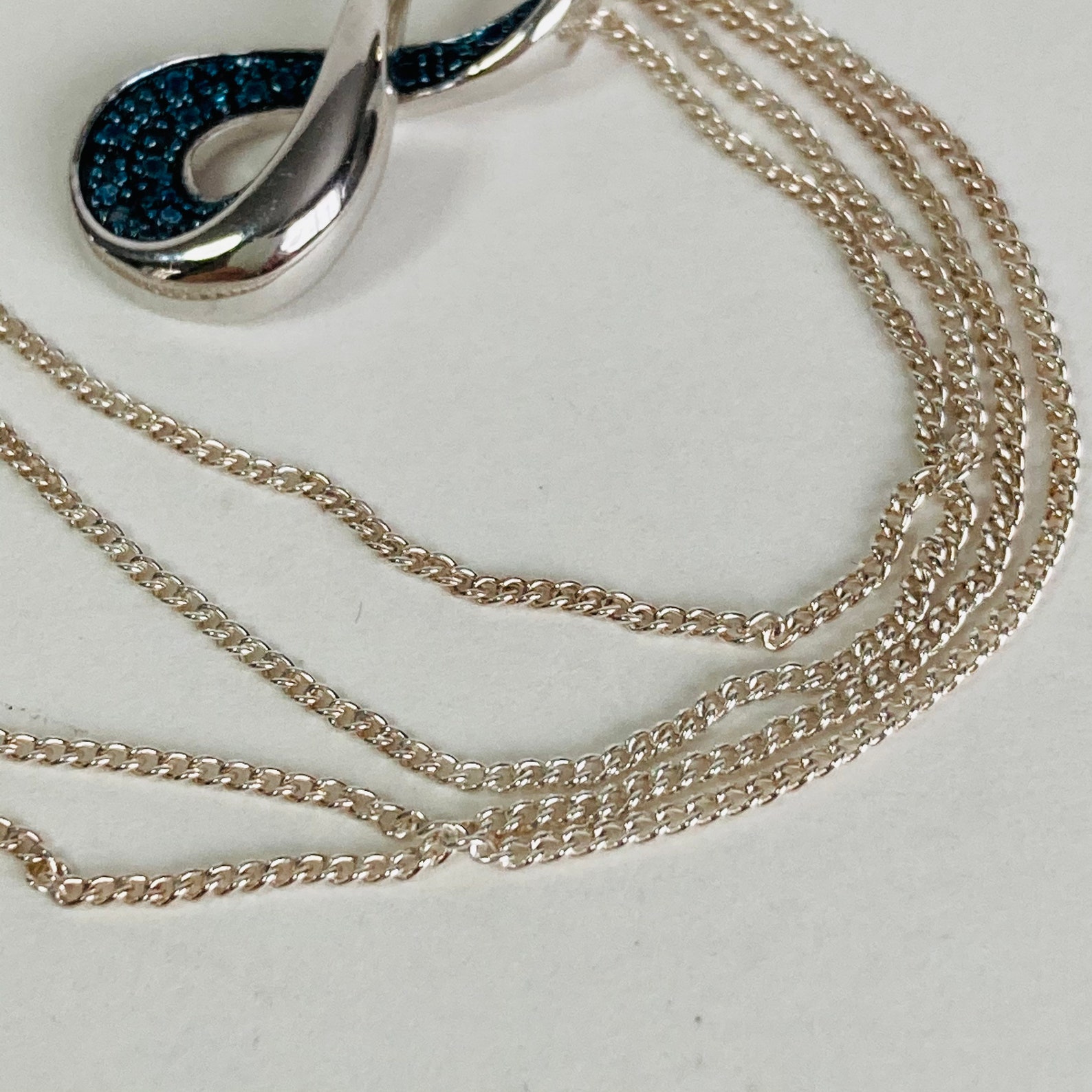 Navy Blue Sterling Silver Pendant 925 Sterling Chain and Etsy