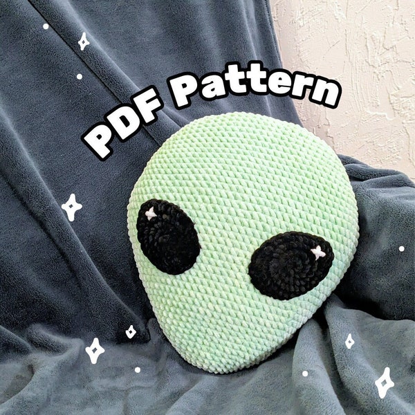 crochet alien cushion pattern crochet pillow beginner alien pattern amigurumi alien beginner pillow quirky pattern outer space cushion PDF