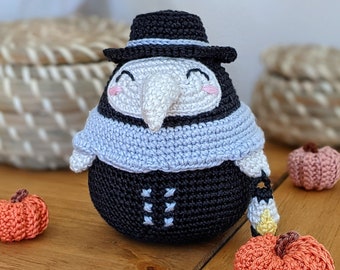 Percival The Plague Doctor crochet pattern cute amigurumi pattern cute Halloween pattern cute Halloween crochet cute Halloween amigurumi