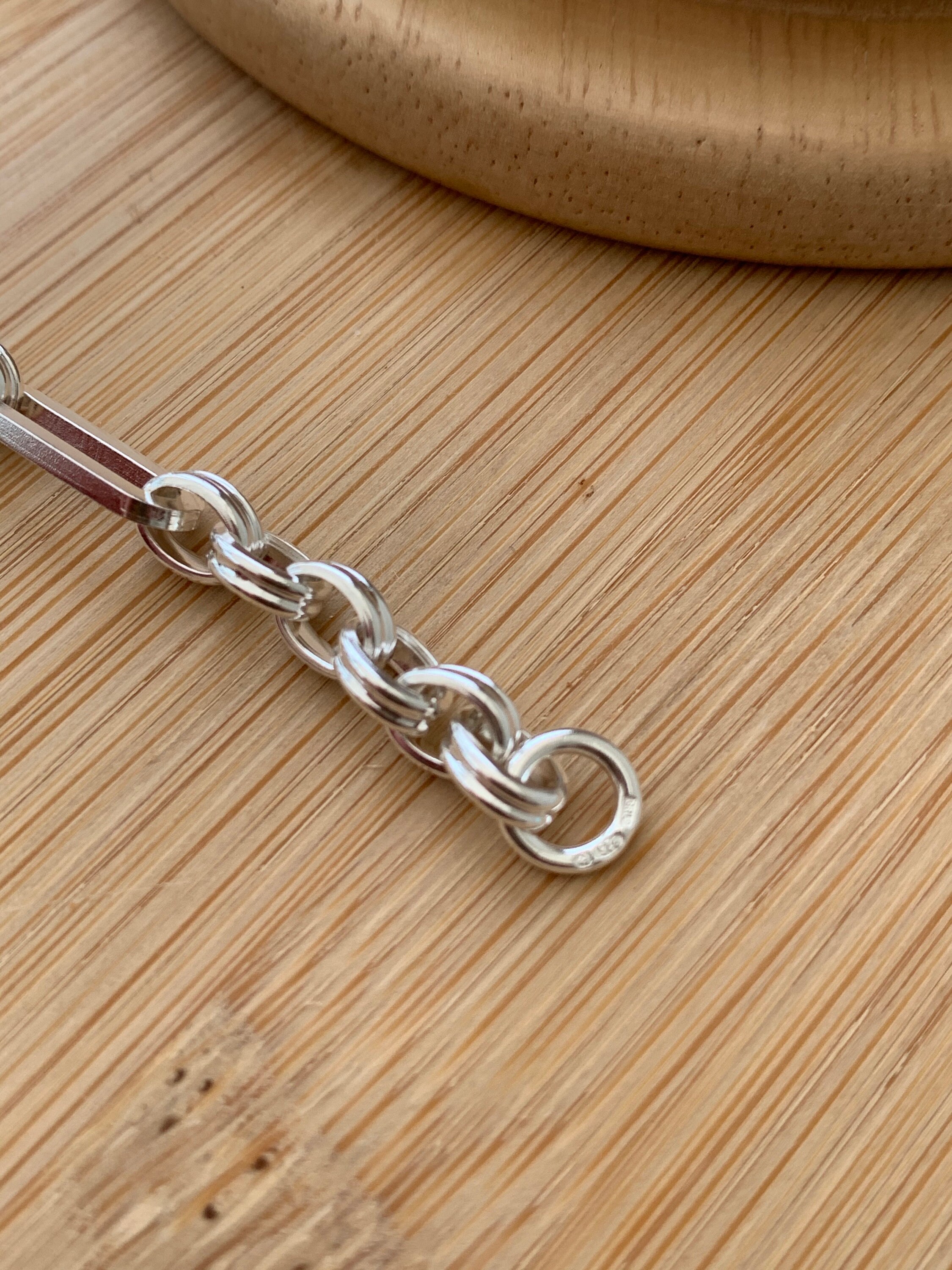 925 Sterling Silver Square Paperclip and Belcher Bracelet Etsy UK