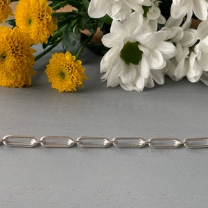 925 sterling silver handmade paperclip and circle chain bracelet | long link chain | rectangle link bracelet | box chain bracelet