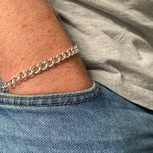 925 sterling silver mens open curb handmade chain bracelet | mens bracelet | curb bracelet | sterling silver chain