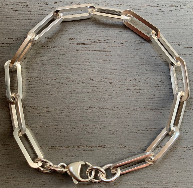 925 Sterling Silver Handmade Square Paperclip Bracelet Etsy Australia