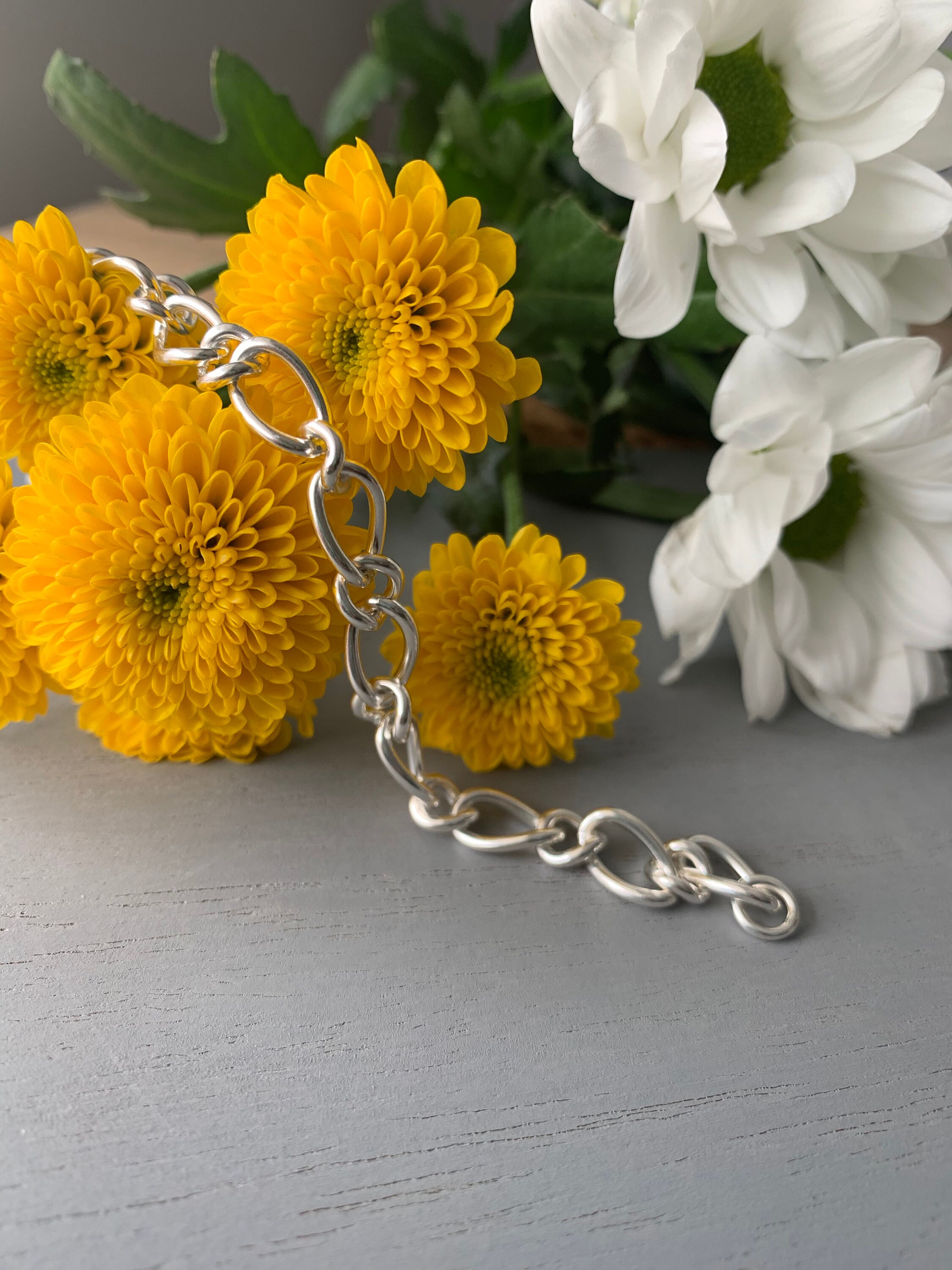 925 Sterling Silver Oval Circle Link Handmade Chain Bracelet 925 Sterling Silver Oval Circle Link Handmade Chain Bracelet