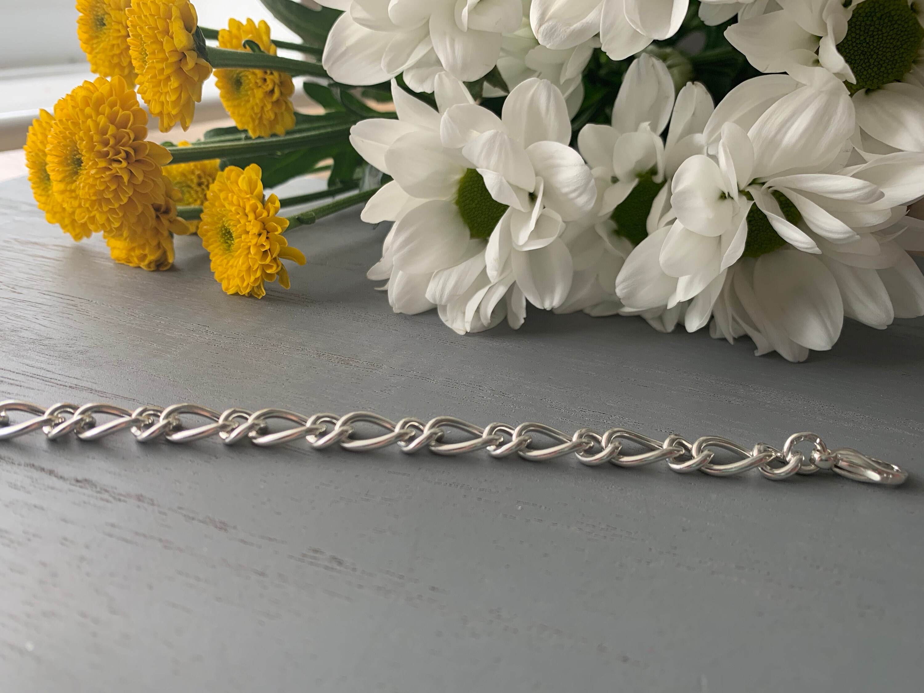 925 Sterling Silver Oval Circle Link Handmade Chain Bracelet 925 Sterling Silver Oval Circle Link Handmade Chain Bracelet