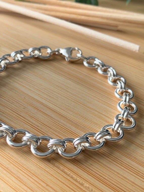 Handmade Sterling Silver Round Link Chain Bracelet | Classic Unisex Silver Jewellery | Minimalist 925 Silver Gift for Him or Her