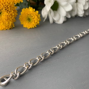 925 sterling silver oval circle link handmade chain bracelet | silver bracelet | round fig link bracelet | link bracelet