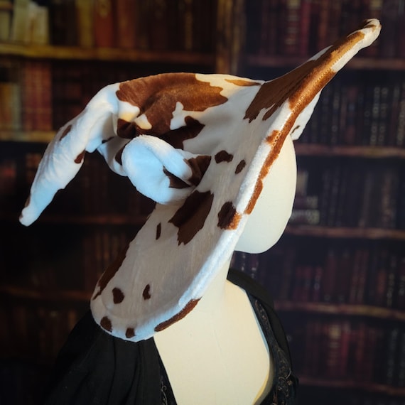 Brown Fluffy Cow Print Witch Hat