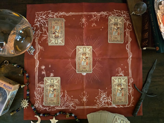 Altar Cloth feat. original illustration for Tarot and Divination