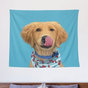 Pet Tapestry | Custom Dog Tapestry |  Dog Cat Wall Tapestry | Indoor Pet Wall Tapestries | Custom Pet Portrait Tapestry, Pet Birthday Gift
