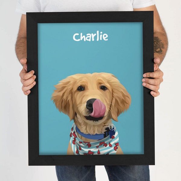 Custom Pet Portrait, Custom Dog Portrait, Christmas Gift, Pet Memorial, Birthday Gift Idea, Pet Art Print, Personalized Pet Portrait
