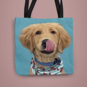 Custom Pet Tote Bag, Custom Dog Tote Bag, Personalized Pet Portrait Canvas Tote Bag, Custom Portrait Cat Dog Bag