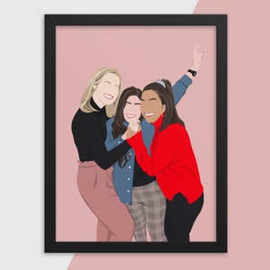 Retrato sin rostro personalizado, retrato familiar personalizado, retrato de pareja, impresión de retrato de amigos, retrato de aniversario, regalo para ella