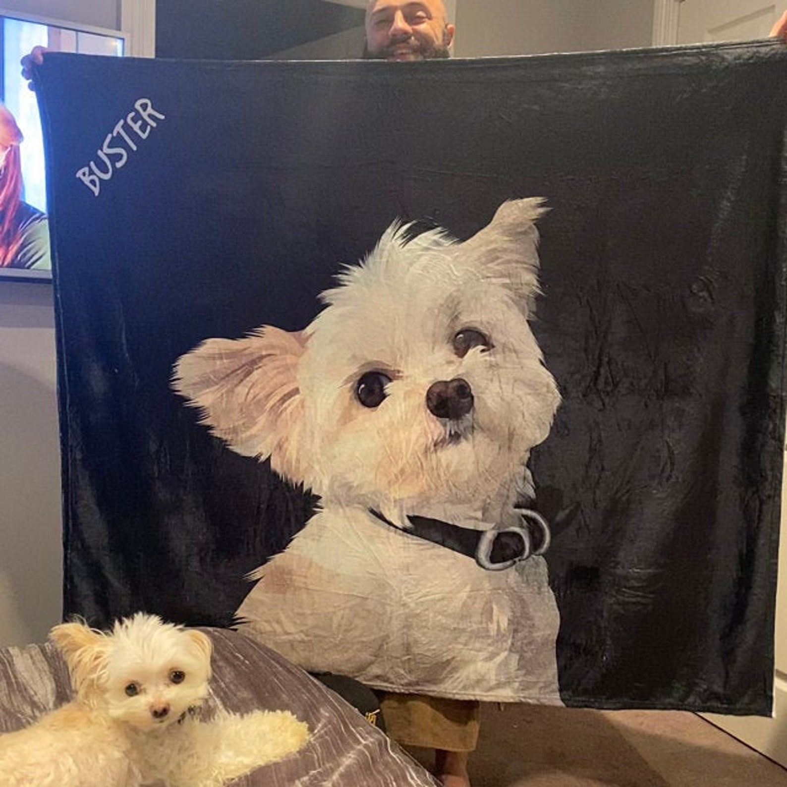 Custom Pet Portrait Blanket Personalized Dog Fleece Blanket Etsy UK