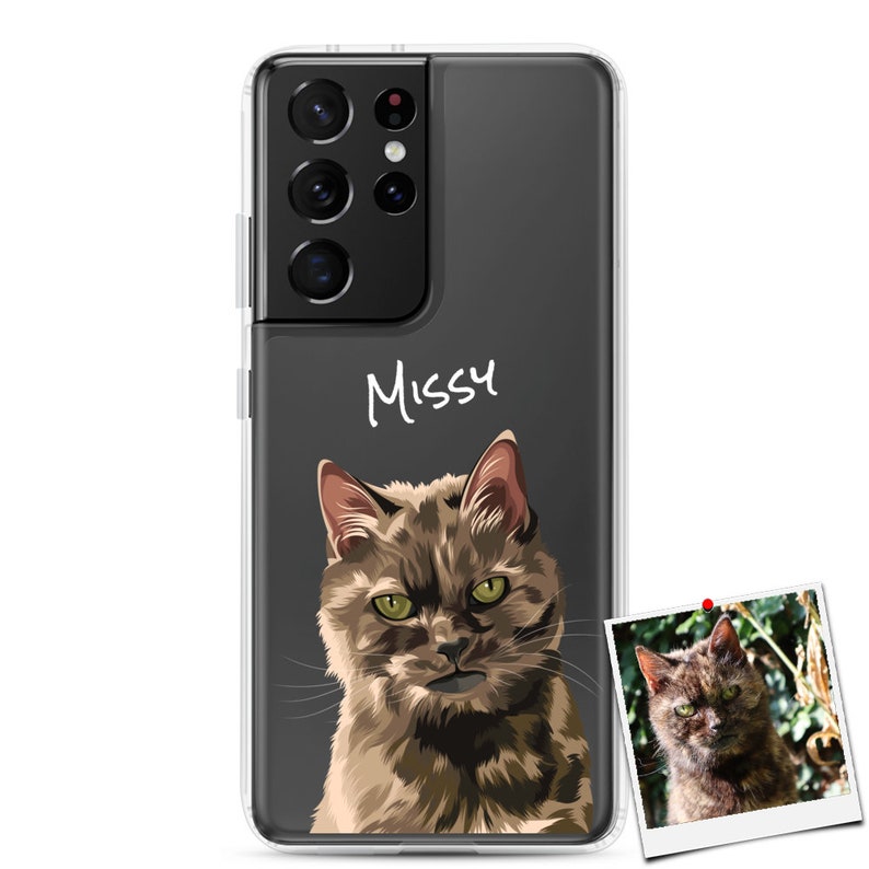Anpassat husdjursporträttsskal för iPhone, Android, hundälskare, kattälskare, presentidé, personlig husdjursillustration, idé om hundförlust bild 4