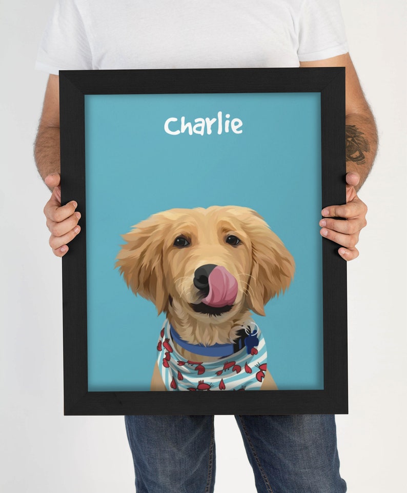 Custom Pet Portrait, Custom Dog Portrait, Christmas Gift, Pet Memorial, Birthday Gift Idea, Pet Art Print, Personalized Pet Portrait image 1