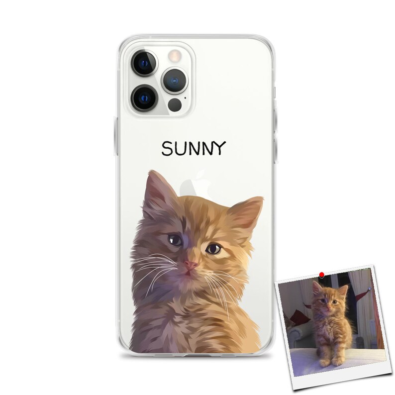 Anpassat husdjursporträttsskal för iPhone, Android, hundälskare, kattälskare, presentidé, personlig husdjursillustration, idé om hundförlust bild 8
