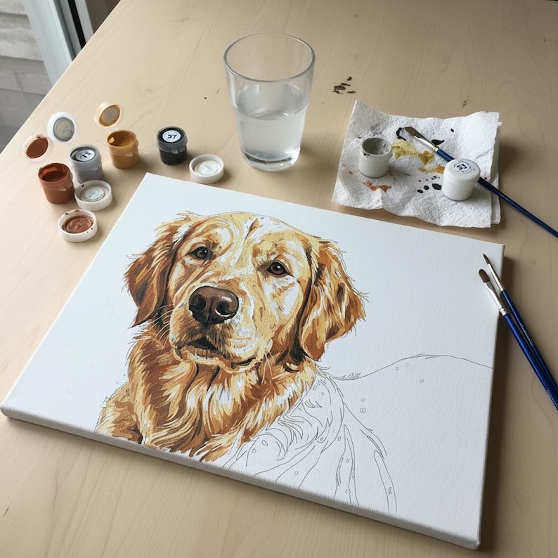 Custom Paint by Numbers Kit from Your Photo | Personalised Pet Portrait, Couple & Family Painting | Craft Kit for Adults image 7