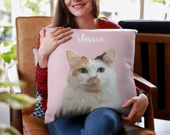 Custom Pet Pillow, Custom Pet Portrait Cushion, Personalized Dog Pillow, Cat Pillow, Dog Cushion, Cat Cushion, Christmas Memorial Gift