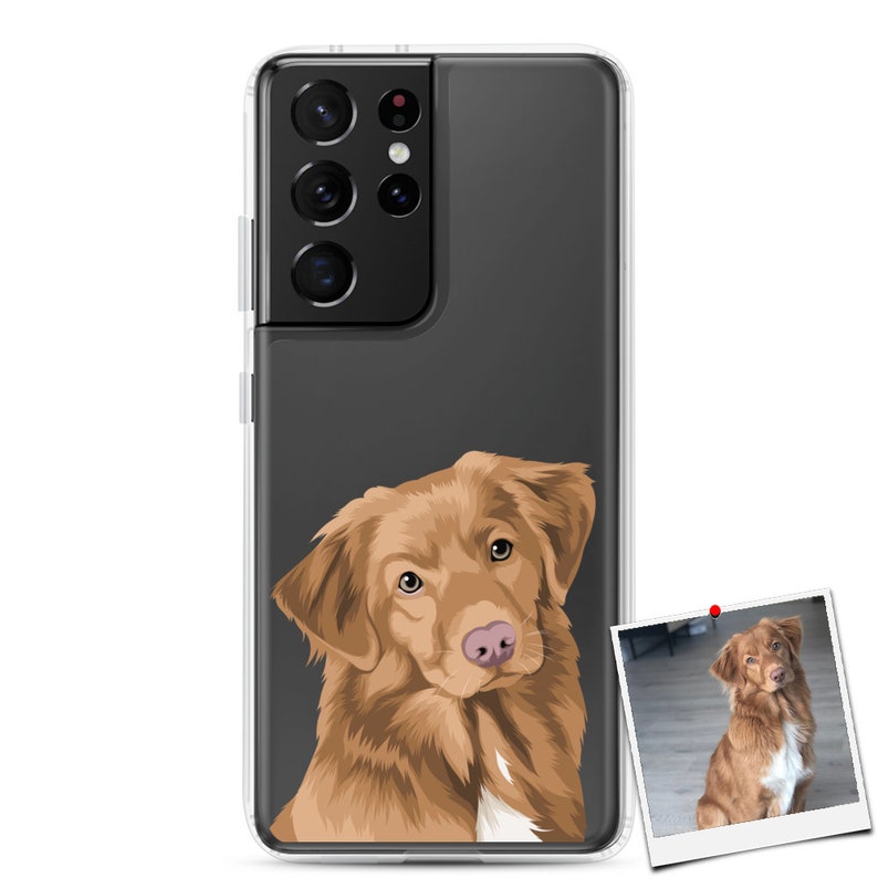 Anpassat husdjursporträttsskal för iPhone, Android, hundälskare, kattälskare, presentidé, personlig husdjursillustration, idé om hundförlust bild 2