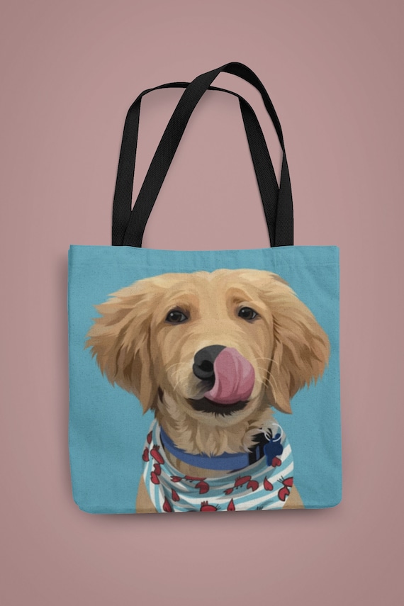Custom Pet Tote Bag, Custom Dog Tote Bag, Personalized Pet Portrait Canvas Tote Bag, Custom Portrait Cat Dog Bag